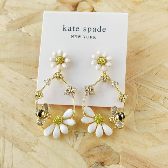 Kate Spade Jewelry - NEW Kate Spade dazzling daisies hoops Earrings Gold
